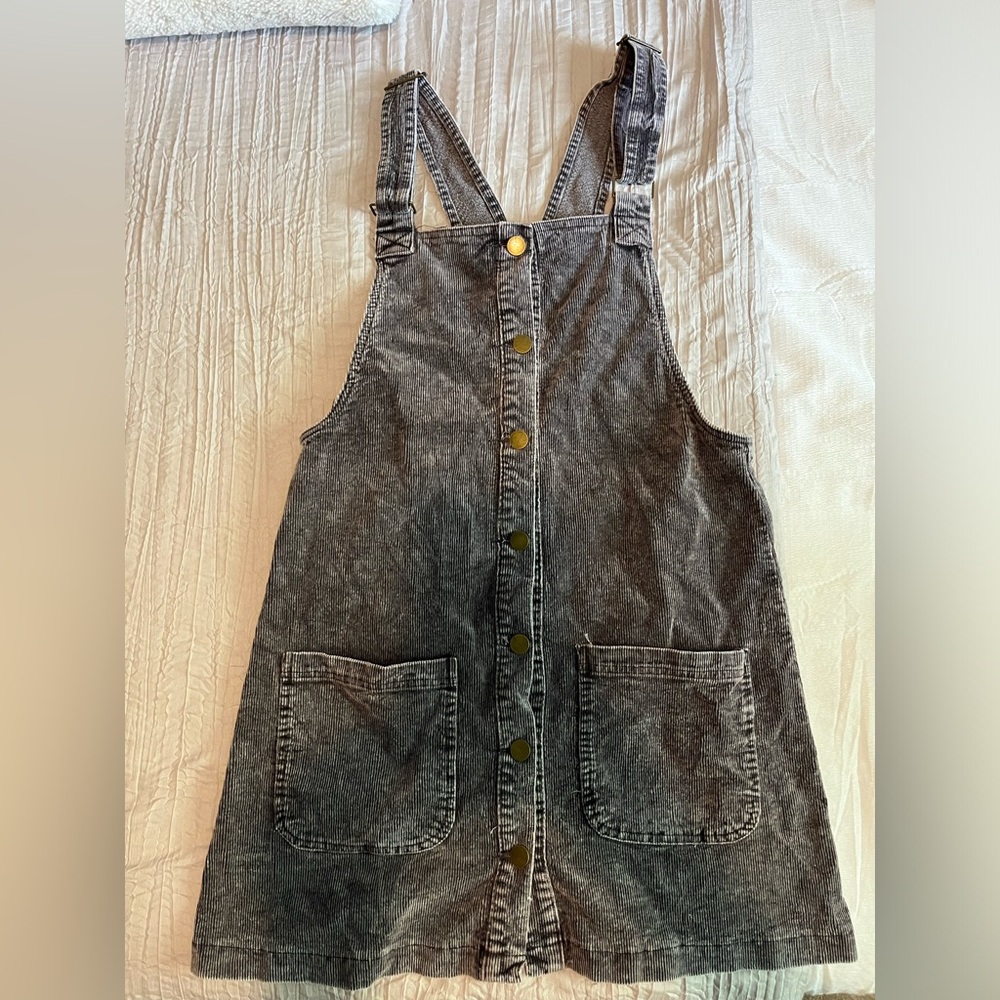 Corduroy mini overall dress